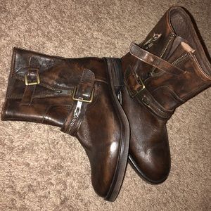 Treasure & Bond Brown Leather Biker Booties